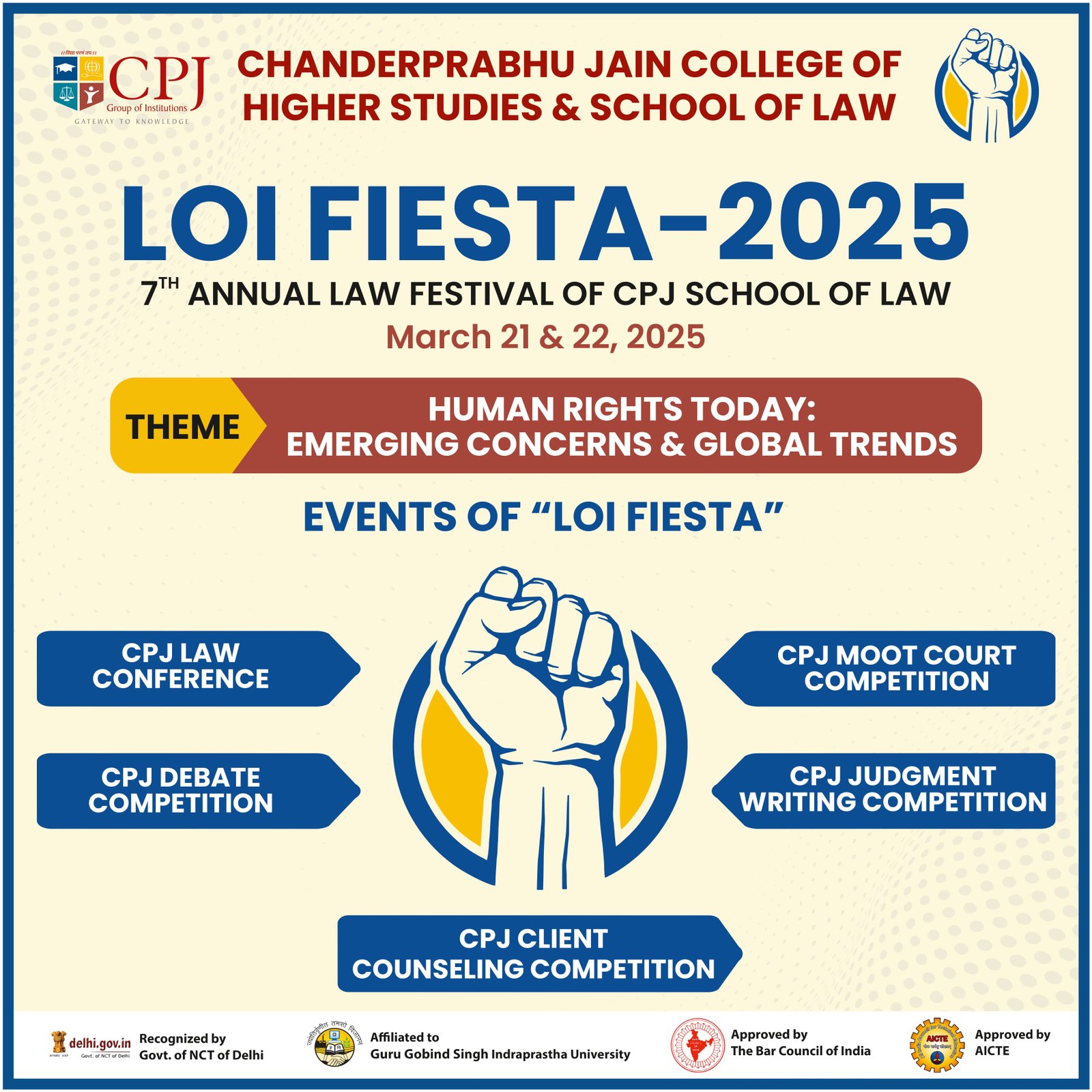 Premier India | सीपीजे स्कूल ऑफ लॉ में 21-22 मार्च 2025  को लॉ फेस्टिवल का...
